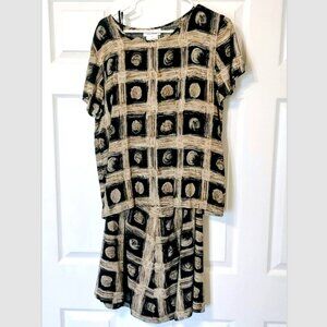Vintage Rena Rowan Saville Sport 80s 90s 2 Piece Skirt Set Size 6